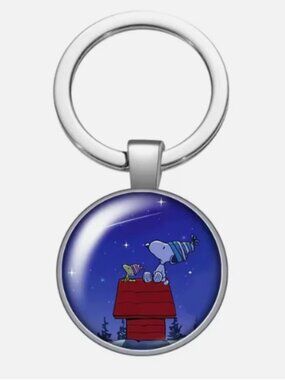 Snoopy Dog Anime Star Night Purse Key Fob Charm KeyChain Pendant Car Metal Clip